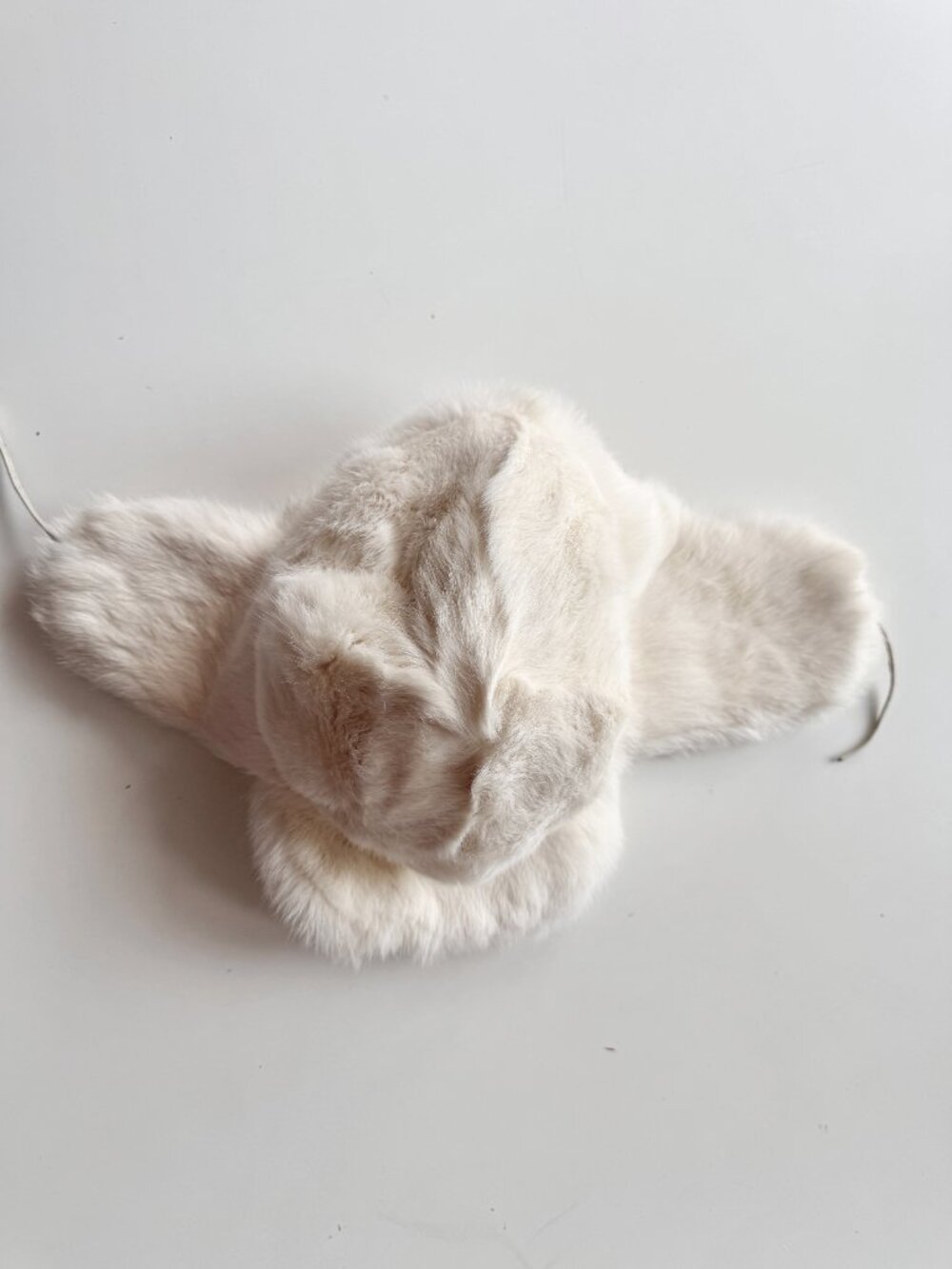 White Real Rabbit Fur Trapper Hat - Picture 11 of 15
